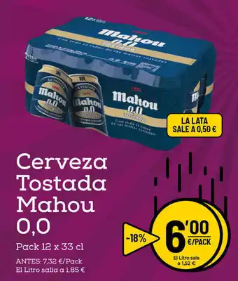 AhorraMas Mahou Cerveza Tostada 0.0 12 x 33cl oferta