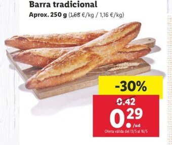 Lidl Barra tradicional 250g oferta