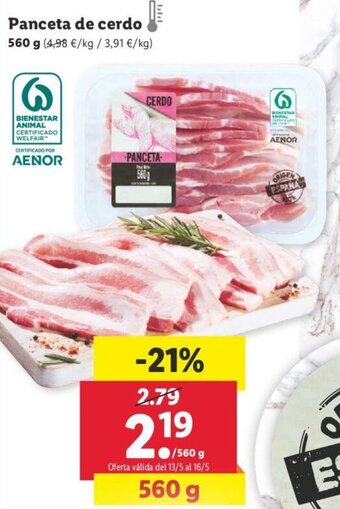 Lidl Panceta de Cerdo 560g oferta