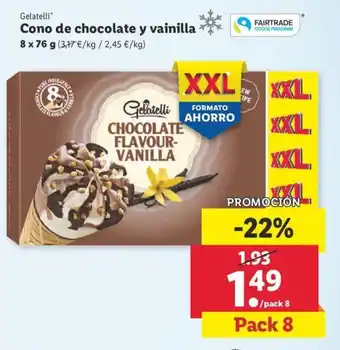 Lidl Cono de chocolate y vainilla 8 x 76g oferta
