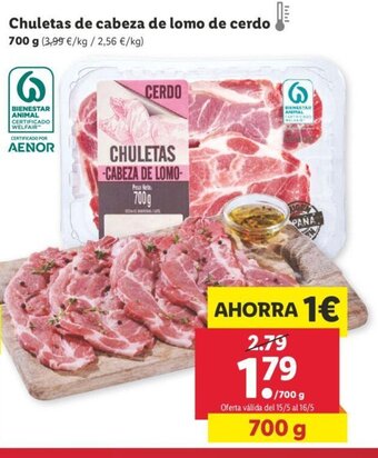 Lidl Chuletas de cabeza de lomo de cerdo 700g oferta