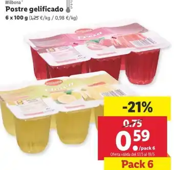 Lidl Postre gelificado 6 x 100 g oferta