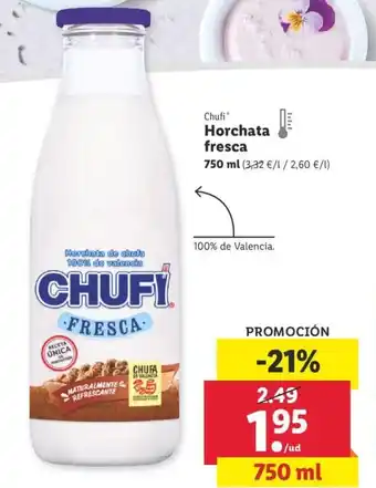 Lidl Horchata fresca 750 ml oferta