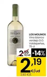 Eroski Los molinos - vino blanco verdejo d.o. valdepenas oferta