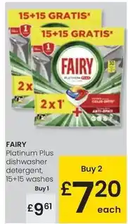 Eroski Fairy - platinum plus dishwasher detergent 15+15 washes oferta