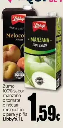 Unide Supermercados Libby's - zumo 100% sabor manzana o tomate o néctar melocotón o pera y piña oferta