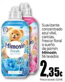 Unide Supermercados Mimosín - suavizante concentrado azul vital, caricias, frescor floral o sueno de jazmin oferta