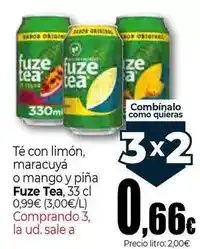 Unide Supermercados Fuze tea - té con limón, maracuyá o mango y piña oferta