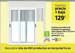 Leroy Merlin Ventana corredera de aluminio con persiana color blanco oferta