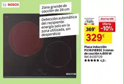 Leroy Merlin BOSCH Placa inducción PUJ631BB5E 3 zonas de cocción 4.600 W oferta