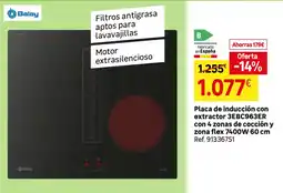 Leroy Merlin BALAY Placa de inducción con extractor 3EBC963ER con 4 zonas de cocción y zona flex 7400W oferta