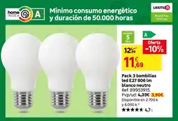 Leroy Merlin Pack 3 bombillas led E27 806 lm blanco neutro oferta