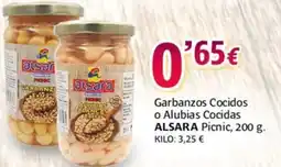 Alsara Supermercados ALSARA Garbanzos Cocidos o Alubias Cocidas Picnic oferta