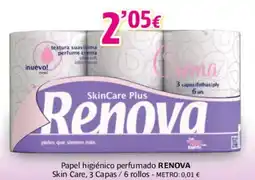 Alsara Supermercados RENOVA Papel higiénico perfumado Skin Care, 3 Capas/6 rollos oferta