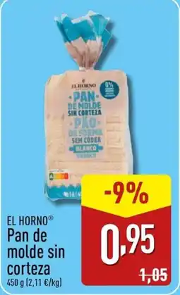 ALDI EL HORNO Pan de molde sin corteza oferta