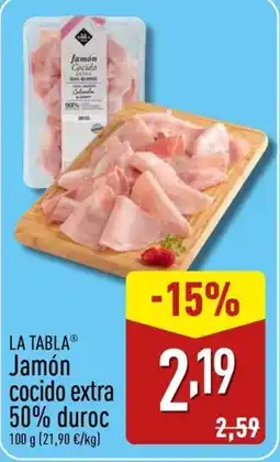 ALDI LA TABLA Jamón cocido extra 50% duroc oferta