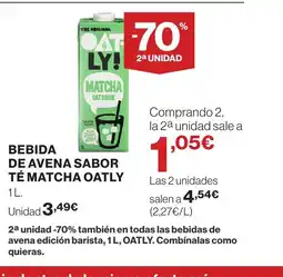 Supercor OATLY Bebida de avena sabor té matcha oferta
