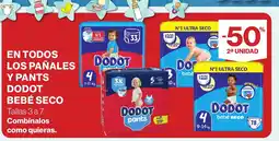 Supercor En todos los pañales y pants dodot bebé seco oferta