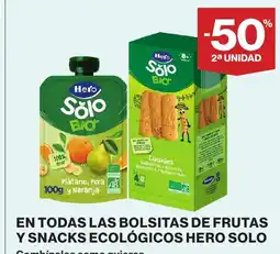 Supercor HERO SOLO En todas las bolsitas de frutas y snacks ecológicos oferta