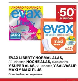 Supercor EVAX Liberty normal alass noche alas u supr alas y salvaslip maxi y maxi plus oferta