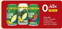 Cash FROIZ FUZE TEA limón, té verde maracuyá o limón sin azúcar lata oferta