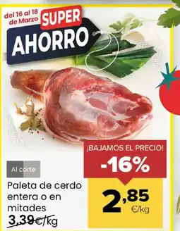 Autoservicios Familia Paleta de cerdo entera o en mitades oferta