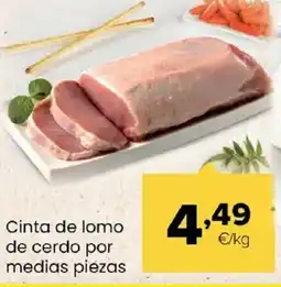 Autoservicios Familia Cinta de lomo de cerdo por medias piezas oferta