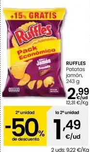 Eroski Ruffles - patatas jamón oferta