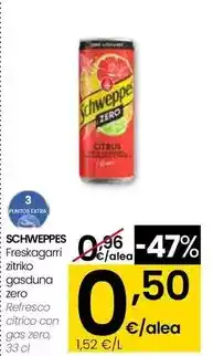 Eroski Schweppes - refresco citrico con gas zero oferta