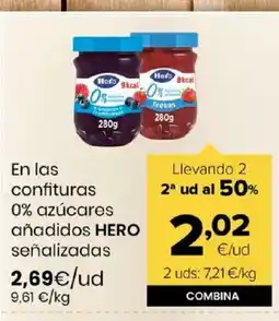Autoservicios Familia HERO En las confituras 0% azúcares añadidos señalizadas oferta