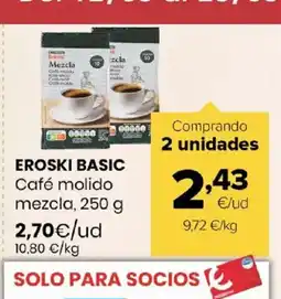 Autoservicios Familia EROSKI BASIC Café molido mezcla oferta