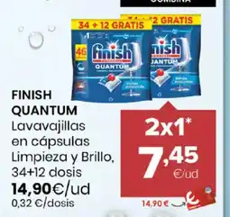 Autoservicios Familia FINISH QUANTUM Lavavajillas en cápsulas Limpieza y Brillo oferta