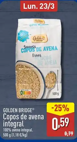 ALDI GOLDEN BRIDGE Copos de avena integral oferta
