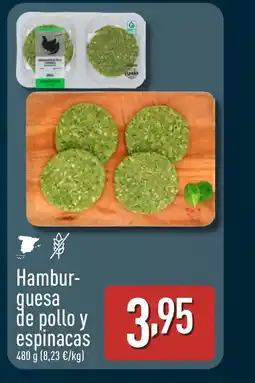 ALDI Hambur- guesa de pollo y espinacas oferta