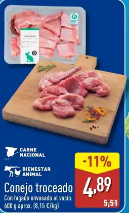 ALDI Conejo troceado oferta
