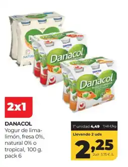 Alimerka DANACOL Yogur de lima- limón, fresa 0%, natural 0% o tropical oferta