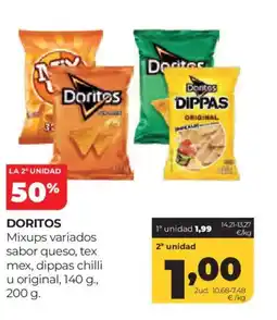 Alimerka DORITOS Mixups variados sabor queso, tex mex, dippas chilli u original oferta