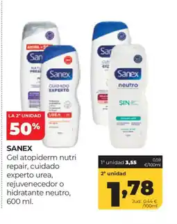 Alimerka SANEX Gel atopiderm nutri repair, cuidado experto urea, rejuvenecedor o hidratante neutro oferta