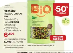 Hipercor Pistacho pelado crudo bio oferta