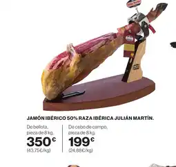 Hipercor Jamón ibérico 50% raza ibérica julián martín oferta