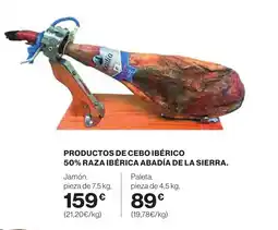Hipercor Productos de cebo ibérico 50% raza ibérica abadía de la sierra oferta