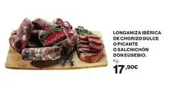 Hipercor Longaniza ibérica de chorizo dulce o picante o salchichón oferta