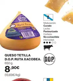 Hipercor Queso tetilla d.o.p. ruta xacobea oferta