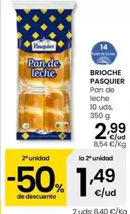 Eroski Brioche pasquier - pan de leche 10 uds oferta