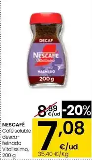 Eroski Nescafé - café soluble descafeinado vitalissimo oferta