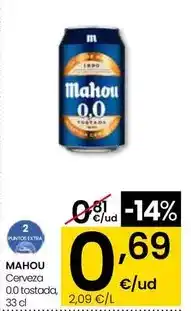 Eroski Mahou - cerveza 0.0 tostada oferta