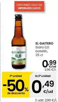 Eroski El gaitero - sidra 0,0 botellin oferta