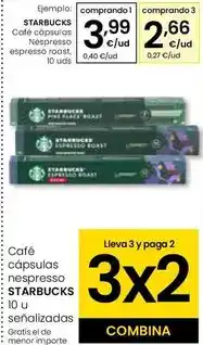 Eroski Starbucks - cafe capsulas nespresso espresso roast oferta