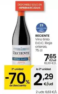 Eroski Reciente - vino tinto d.o.c. rioja crianza oferta