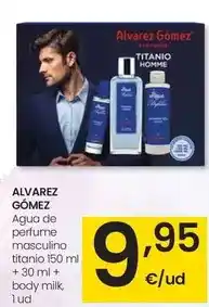 Eroski Álvarez gómez - agua de perfume masculino titanio + body milk oferta